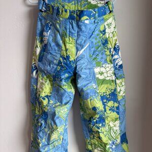 Obermeyer Women's Alt3 Ski Pants Malibu Floral Print Size 8 Ladies Blue Green